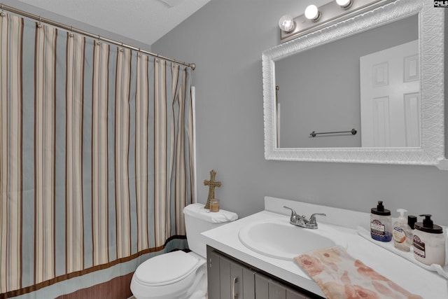122 Partridge Hill Dr, West Columbia, SC 29172 - bathroom with vanity, a shower with shower curtain, and a textured ceiling