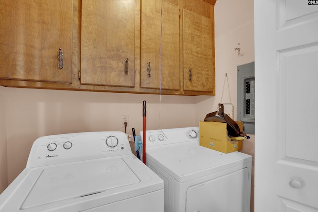 122 Partridge Hill Dr, West Columbia, SC 29172 - laundry room featuring cabinet space, electric panel, and separate washer and dryer