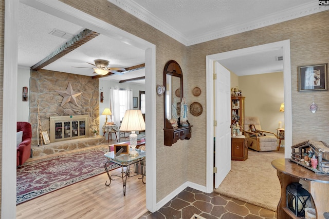 122 Partridge Hill Dr, West Columbia, SC 29172 - corridor featuring a textured ceiling and ornamental molding