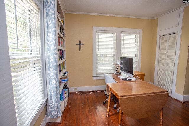 616 Mcrae Rd, Camden, SC 29020 - home office with wood finished floors and crown molding