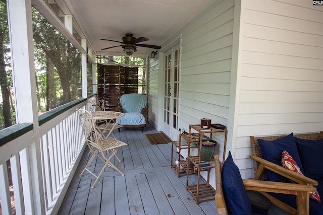 616 Mcrae Rd, Camden, SC 29020 - deck featuring french doors and a ceiling fan