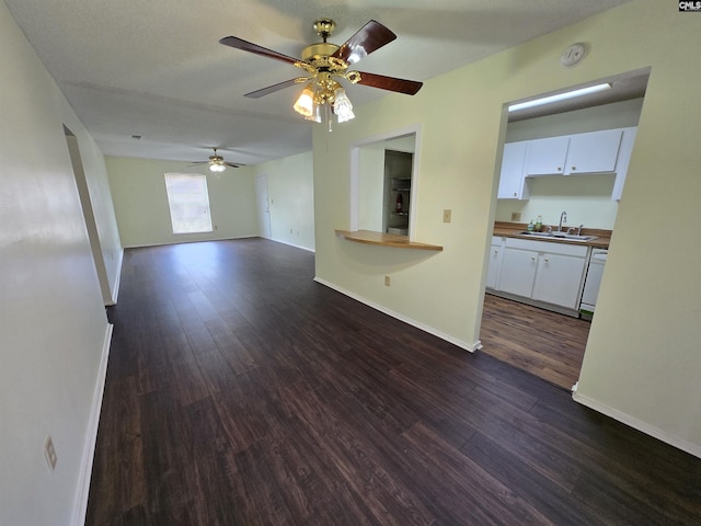 3630 Ranch Rd Unit 11-8, Columbia, SC 29260 - unfurnished living room with dark wood-type flooring and ceiling fan