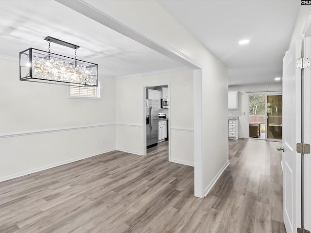 393 Denman Loop, Columbia, SC 29229 - interior space with ornamental molding, light wood-style flooring, a chandelier, and recessed lighting