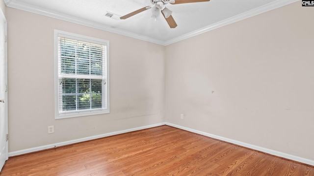 339 Cornflower Dr, Columbia, SC 29229 - unfurnished room featuring a ceiling fan, light wood-type flooring, and crown molding