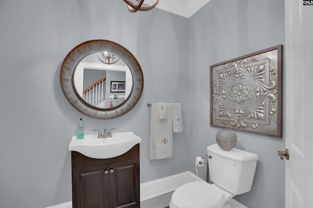 226 Forty Love Pt, Chapin, SC 29036 - bathroom featuring vanity, ornamental molding, and a chandelier