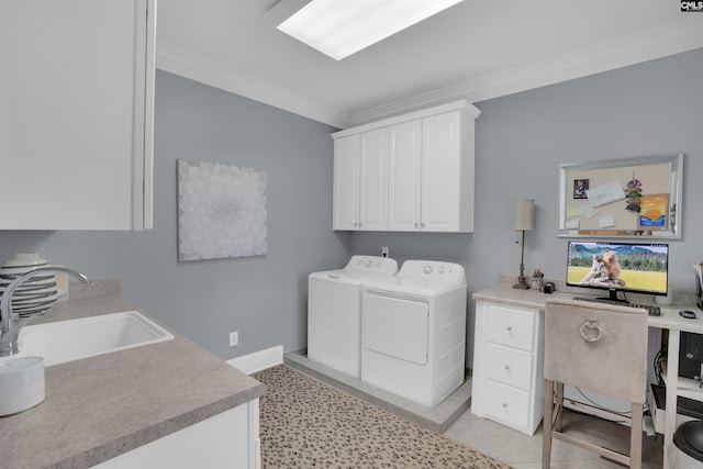 226 Forty Love Pt, Chapin, SC 29036 - washroom with cabinet space, independent washer and dryer, and crown molding