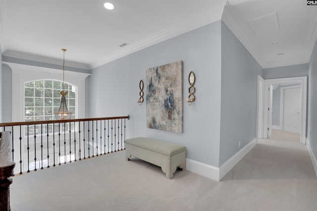 226 Forty Love Pt, Chapin, SC 29036 - hallway featuring carpet floors, crown molding, and recessed lighting
