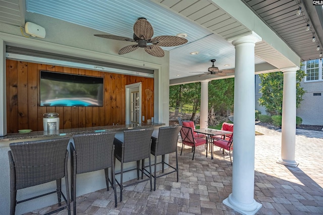 226 Forty Love Pt, Chapin, SC 29036 - view of patio / terrace featuring a bar and a ceiling fan