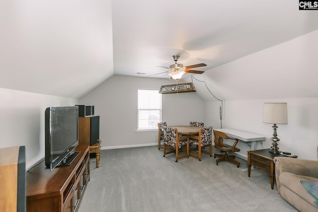 122 Azur Ave, Chapin, SC 29036 - office with carpet, vaulted ceiling, and a ceiling fan