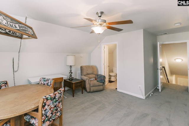 122 Azur Ave, Chapin, SC 29036 - carpeted home office with a ceiling fan and lofted ceiling