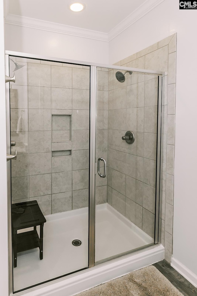122 Azur Ave, Chapin, SC 29036 - full bathroom with a stall shower and ornamental molding