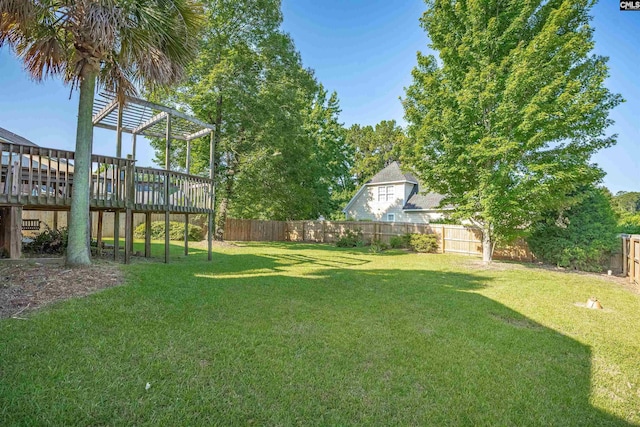 100 Ridge Top Rd, Lexington, SC 29072 - fenced backyard featuring a wooden deck and a pergola