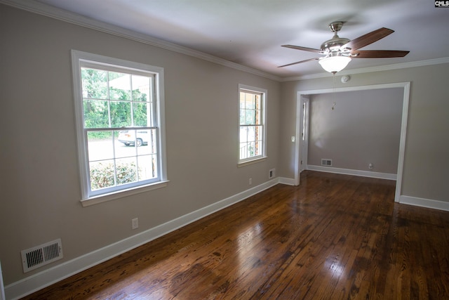 320 Perkins Ln, Camden, SC 29020 - unfurnished room with healthy amount of natural light, wood finished floors, ornamental molding, and ceiling fan