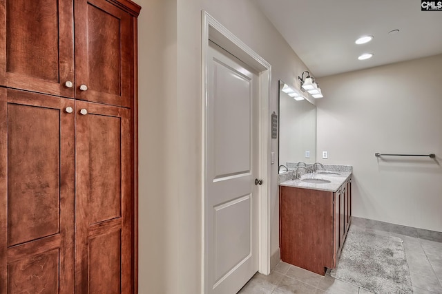 601 Main St Unit 518, Columbia, SC 29201 - bathroom featuring vanity, tile patterned flooring, and recessed lighting