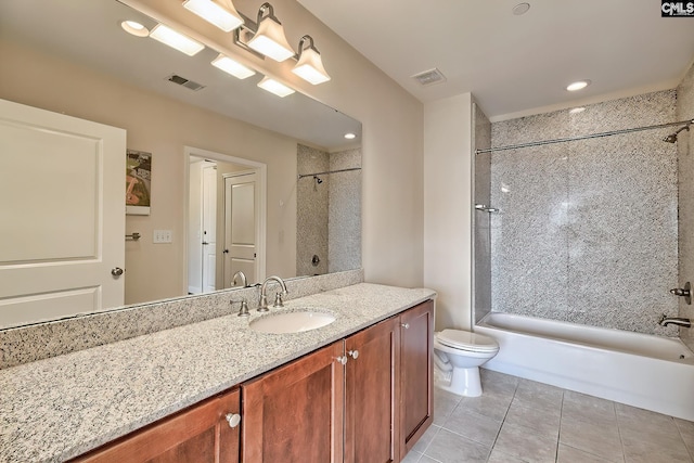 601 Main St Unit 518, Columbia, SC 29201 - full bathroom featuring shower / bathtub combination, vanity, tile patterned floors, and recessed lighting