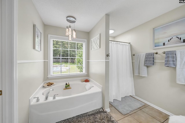 614 Beech Branch Dr, Irmo, SC 29063 - full bathroom with a bath, tile patterned flooring, and a shower with curtain