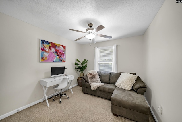 614 Beech Branch Dr, Irmo, SC 29063 - carpeted home office with ceiling fan and a textured ceiling
