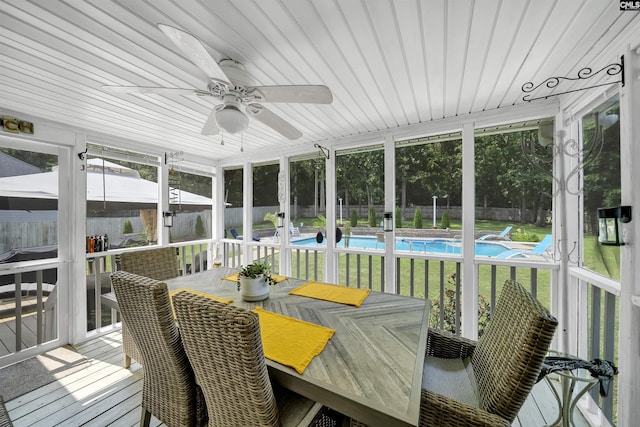 614 Beech Branch Dr, Irmo, SC 29063 - sunroom / solarium with a ceiling fan, outdoor dining area, and healthy amount of natural light