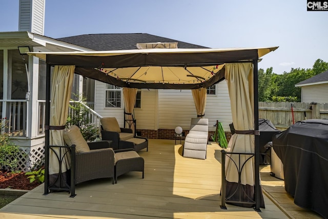614 Beech Branch Dr, Irmo, SC 29063 - wooden deck featuring a gazebo and grilling area