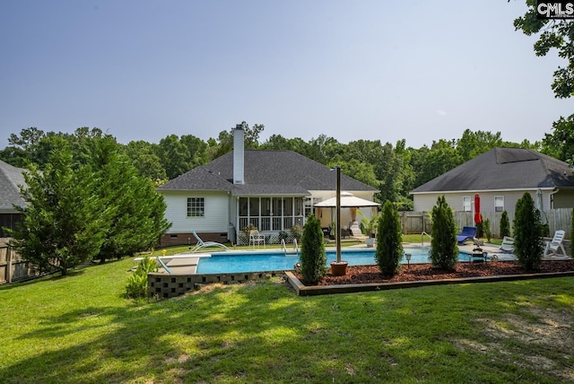 614 Beech Branch Dr, Irmo, SC 29063 - back of house with a sunroom, a chimney, a gazebo, and crawl space