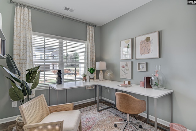 2095 County Line Trl, Elgin, SC 29045 - home office with built in desk and wood finished floors