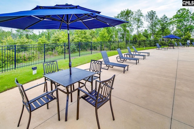 2095 County Line Trl, Elgin, SC 29045 - view of patio featuring view of wooded area and outdoor dining area