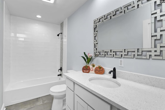 3619 Hanson Ave, Columbia, SC 29204 - bathroom with vanity, tub / shower combination, tile patterned floors, and recessed lighting