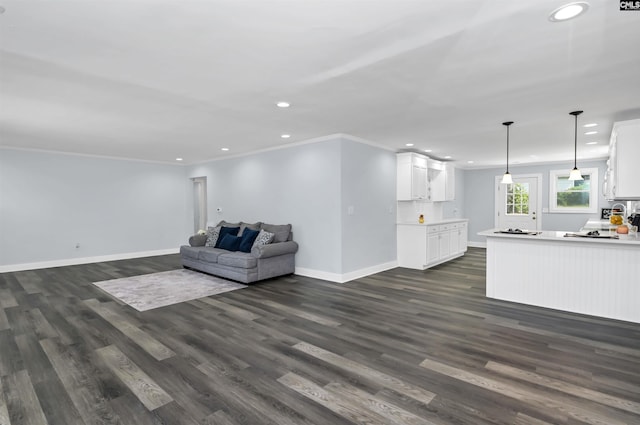 3619 Hanson Ave, Columbia, SC 29204 - living room with recessed lighting, crown molding, and dark wood finished floors