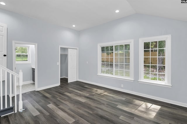 3619 Hanson Ave, Columbia, SC 29204 - unfurnished bedroom featuring dark wood-type flooring, recessed lighting, lofted ceiling, and a closet