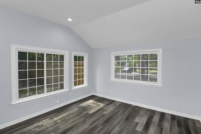 3619 Hanson Ave, Columbia, SC 29204 - empty room with lofted ceiling, dark wood-style floors, and recessed lighting