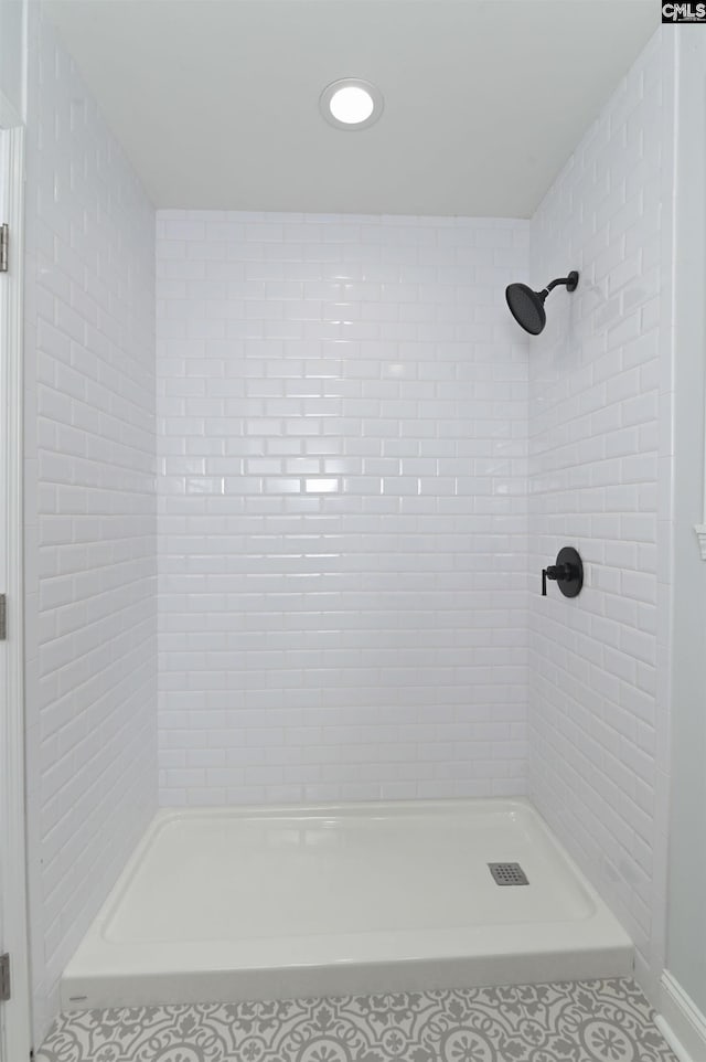 3619 Hanson Ave, Columbia, SC 29204 - bathroom with tile patterned floors and tiled shower