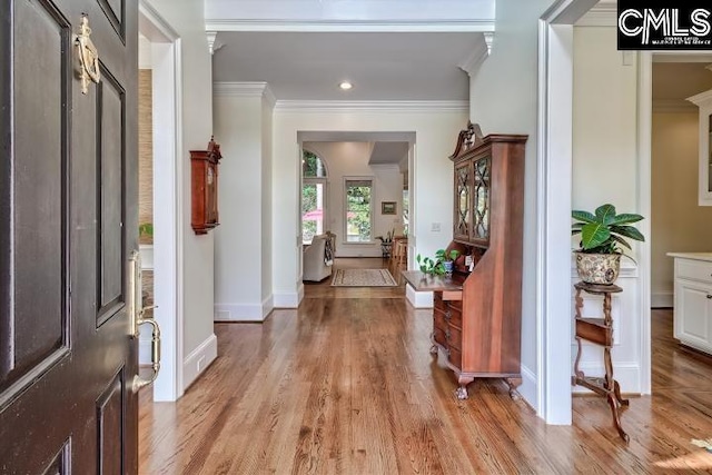 426 Turkey Point Cir, Columbia, SC 29223 - foyer featuring light wood-style flooring, crown molding, and recessed lighting