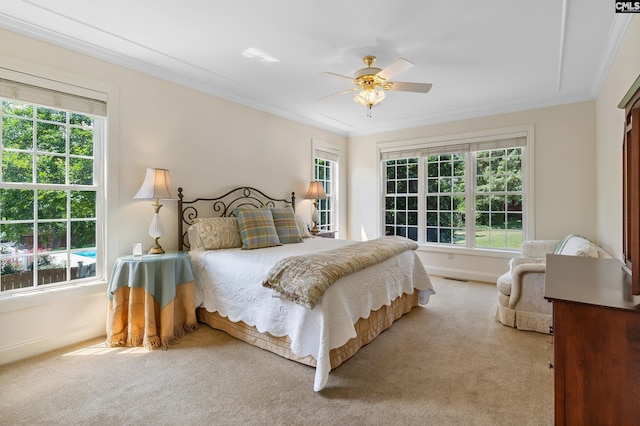 132 Alston Cir, Lexington, SC 29072 - bedroom with crown molding, light colored carpet, and ceiling fan