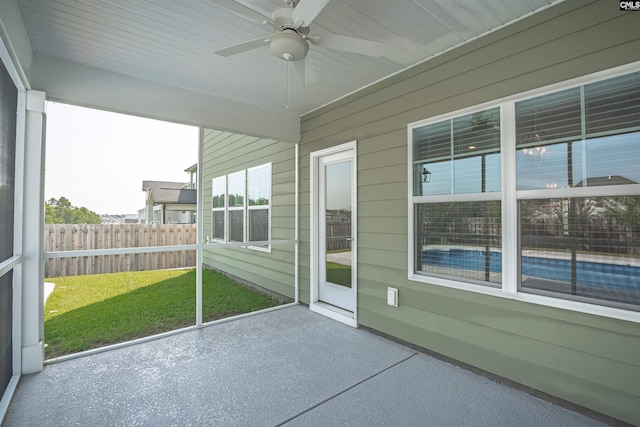 4040 Summerland Way, Elgin, SC 29045 - unfurnished sunroom with ceiling fan