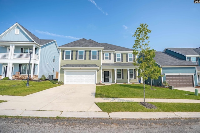 4040 Summerland Way, Elgin, SC 29045 - view of front facade with driveway, a front yard, covered porch, and an attached garage