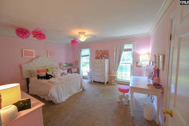 77 Olde Springs Rd, Columbia, SC 29223 - bedroom with ornamental molding, carpet flooring, and ceiling fan