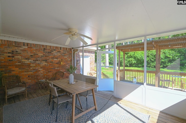 77 Olde Springs Rd, Columbia, SC 29223 - sunroom / solarium featuring a ceiling fan and outdoor dining space