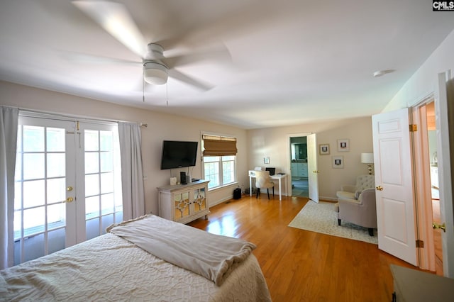 77 Olde Springs Rd, Columbia, SC 29223 - bedroom with wood finished floors, french doors, and a ceiling fan