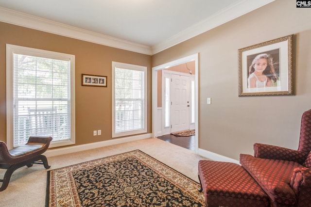 487 Marsh Pointe Dr, Columbia, SC 29229 - carpeted entryway featuring healthy amount of natural light and ornamental molding
