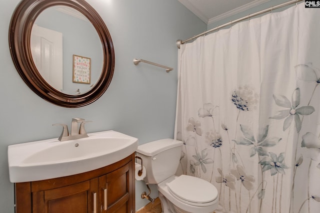 112 Pebble Place Ct, Lexington, SC 29072 - bathroom featuring crown molding, vanity, and a shower with shower curtain