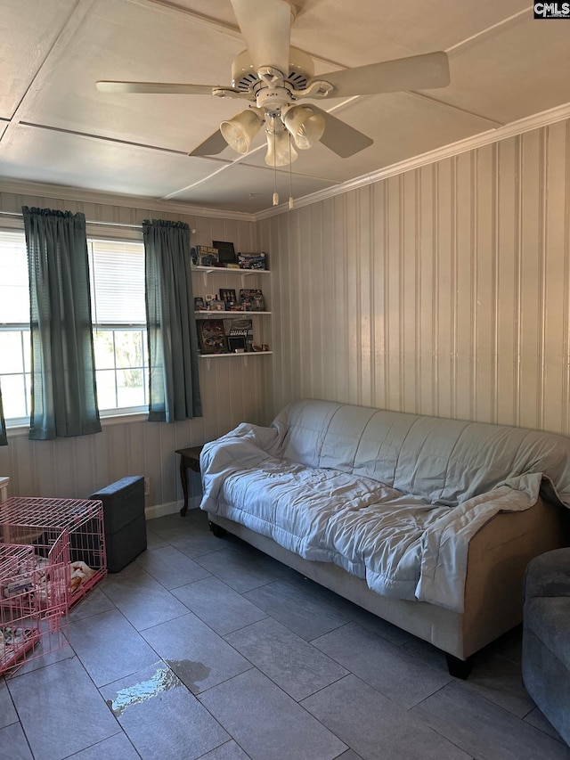 2324 Morningside Dr, West Columbia, SC 29169 - living area featuring ceiling fan and wood walls