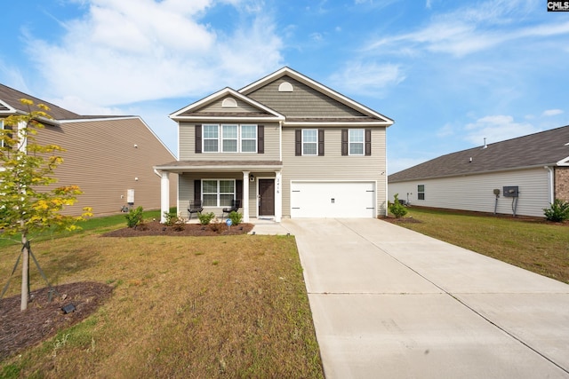 2416 Newberry Landing Cir, Newberry, SC 29108 - view of front facade with driveway, an attached garage, a front yard, and a porch