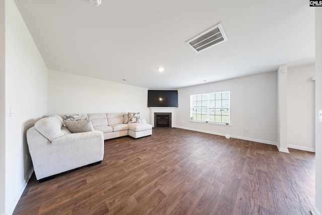 2416 Newberry Landing Cir, Newberry, SC 29108 - living room with dark wood finished floors and a glass covered fireplace
