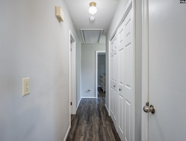 1426 B Ave, West Columbia, SC 29169 - hallway with attic access, a textured ceiling, and dark wood-style flooring