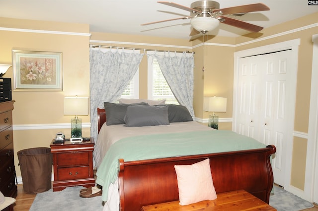 5 Eastpine Ct, Columbia, SC 29212 - bedroom featuring a closet, a ceiling fan, and wood finished floors
