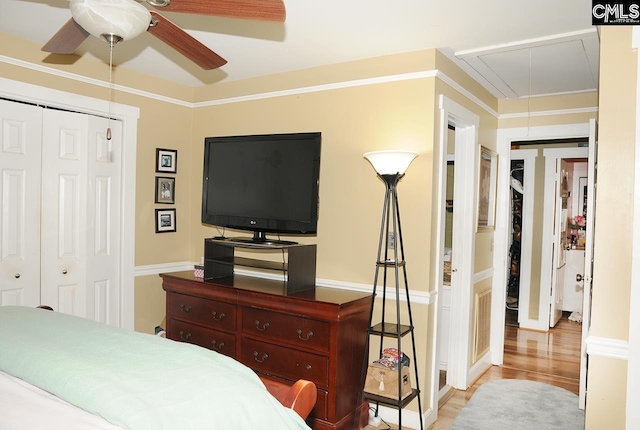 5 Eastpine Ct, Columbia, SC 29212 - bedroom featuring wood finished floors, a closet, and a ceiling fan