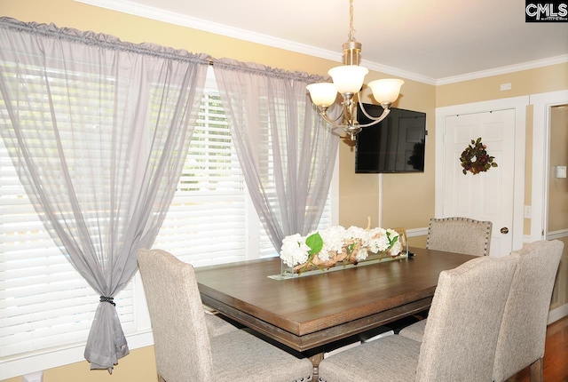 5 Eastpine Ct, Columbia, SC 29212 - dining area with a chandelier and ornamental molding