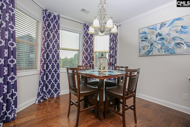 576 Maple Valley Loop, Blythewood, SC 29016 - dining space with a chandelier, dark wood finished floors, and ornamental molding