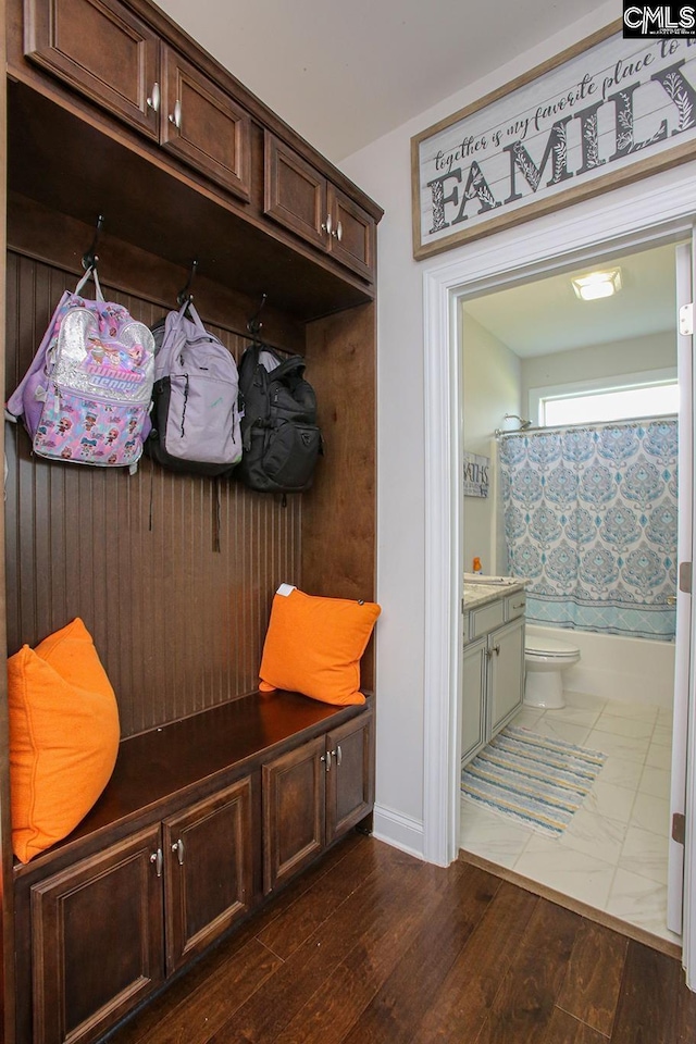 576 Maple Valley Loop, Blythewood, SC 29016 - mudroom featuring dark wood-type flooring and baseboards