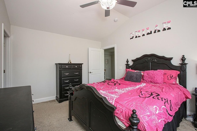 576 Maple Valley Loop, Blythewood, SC 29016 - bedroom featuring lofted ceiling, light carpet, and a ceiling fan